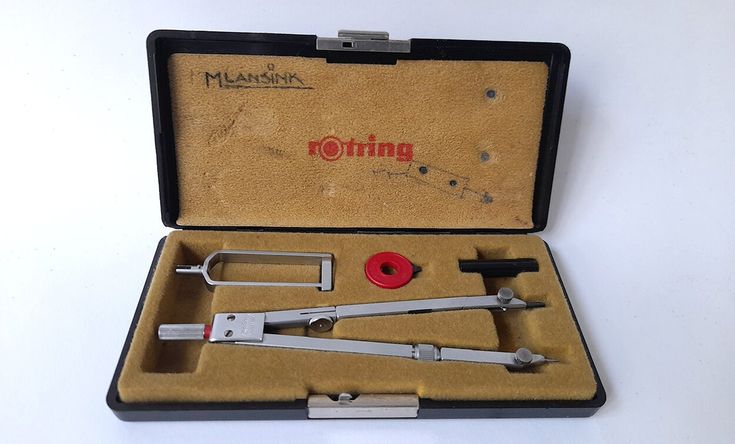 Vintage Rotring Set Metal Precision Compass with Accessories