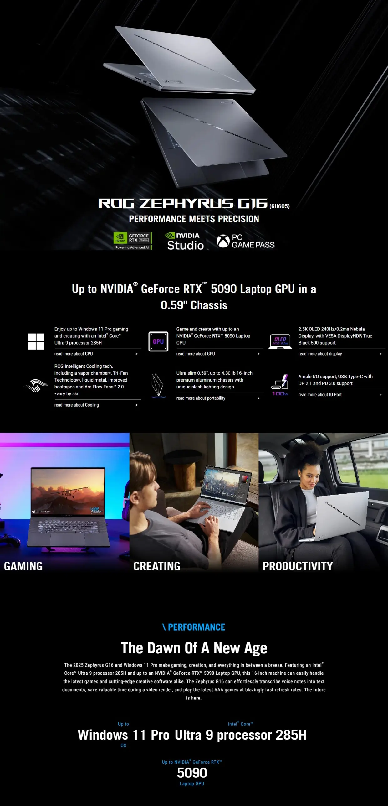 Asus ROG Zephyrus G16 GU605CR-QR232W ultra9