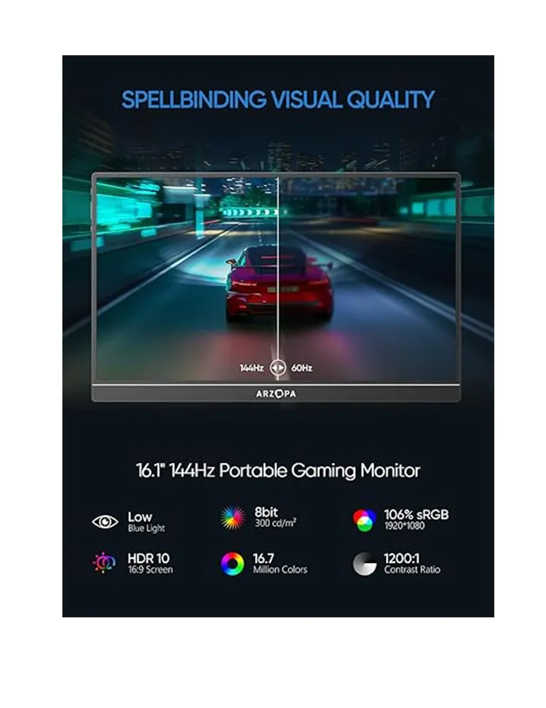 ARZOPA Z1FC 16.1 Portable Gaming Monitor FHD IPS